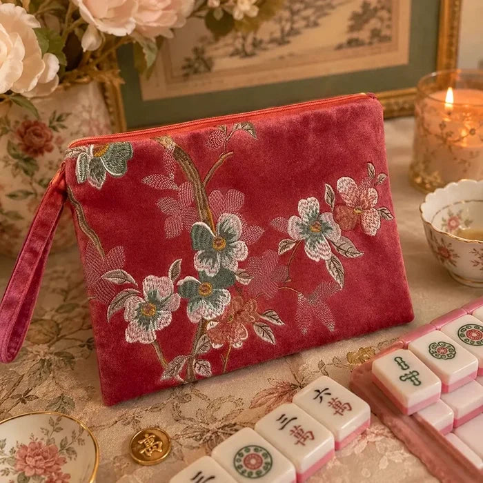 Soft Floral Mahjong Clutch Bag