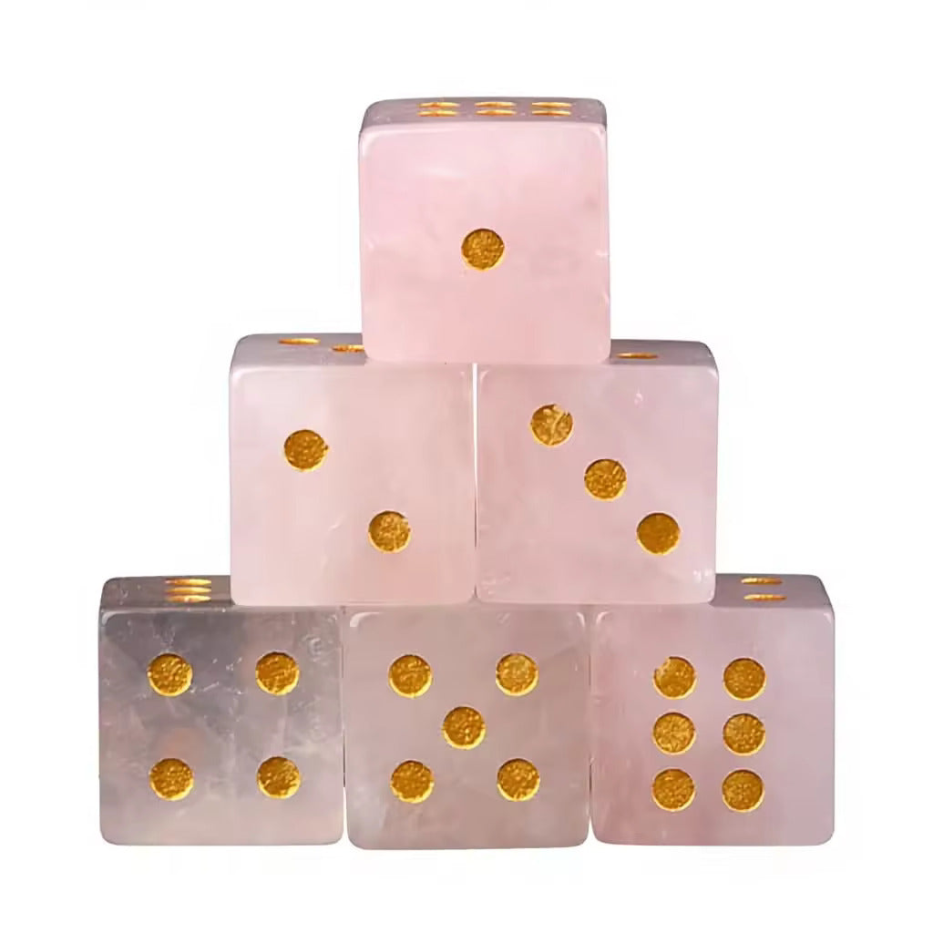 Natural Gemstone Mahjong Dice, Set of 6