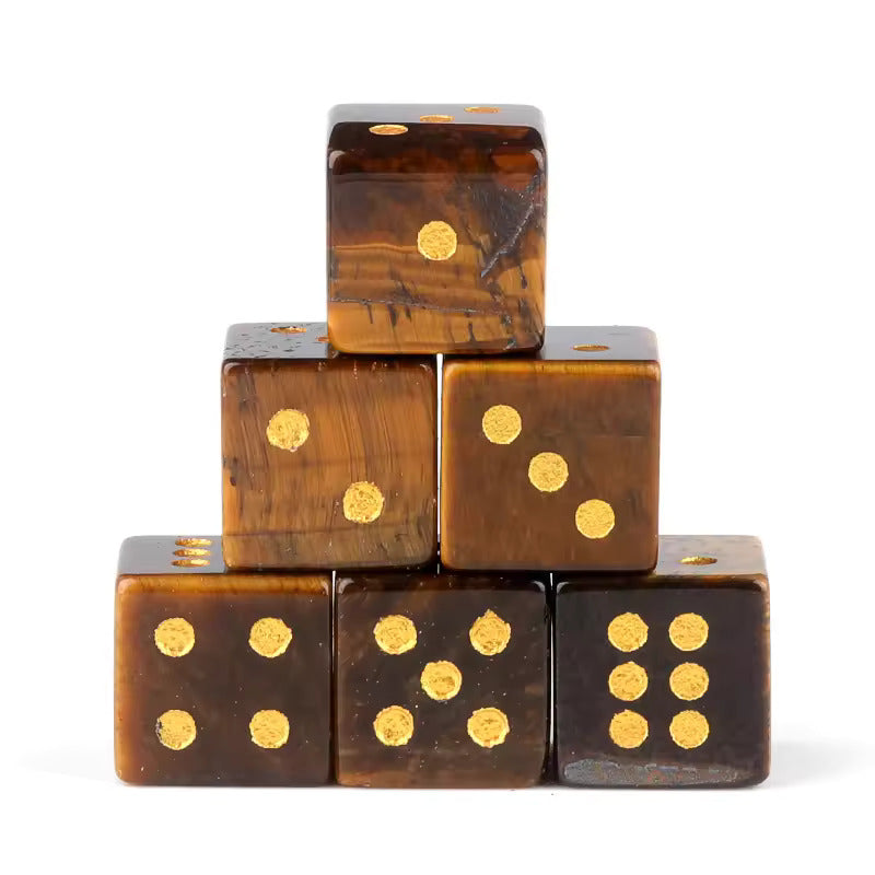 Natural Gemstone Mahjong Dice, Set of 6