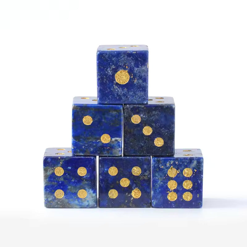 Natural Gemstone Mahjong Dice, Set of 6
