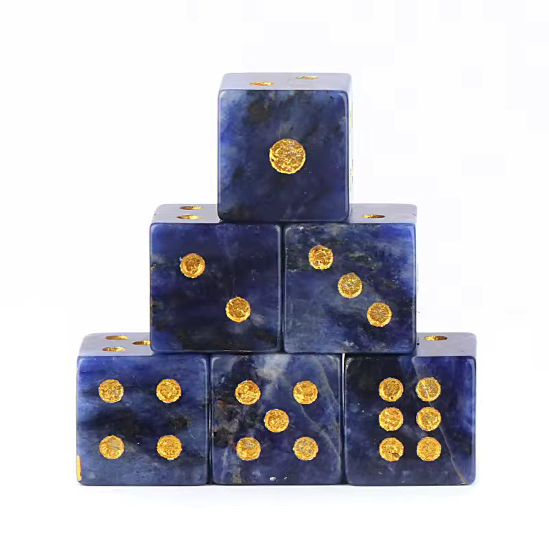 Natural Gemstone Mahjong Dice, Set of 6