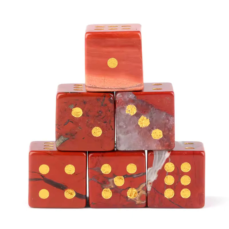 Natural Gemstone Mahjong Dice, Set of 6