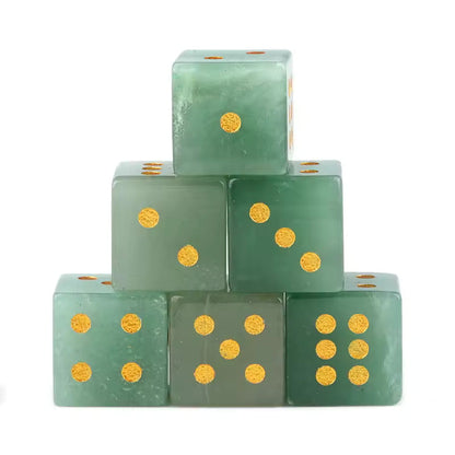 Natural Gemstone Mahjong Dice, Set of 6