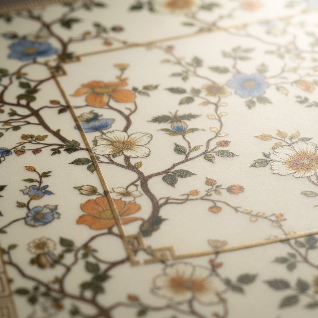 Chinoiserie Blossom Roll-Up Mahjong Mat