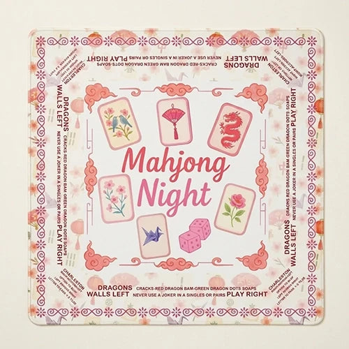 Pink Floral Non-Slip Mahjong Mat