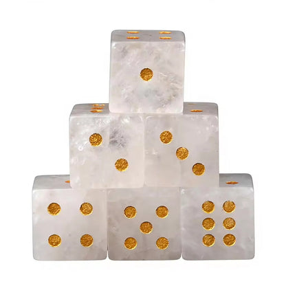 Natural Gemstone Mahjong Dice, Set of 6