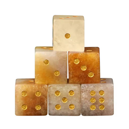 Natural Gemstone Mahjong Dice, Set of 6