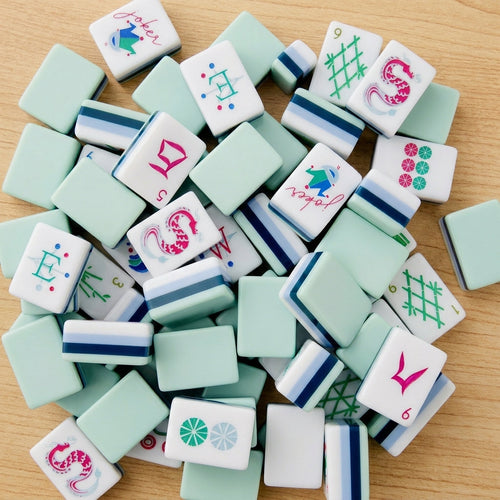 Crystal Cyan Mahjong Set, 160 Tiles