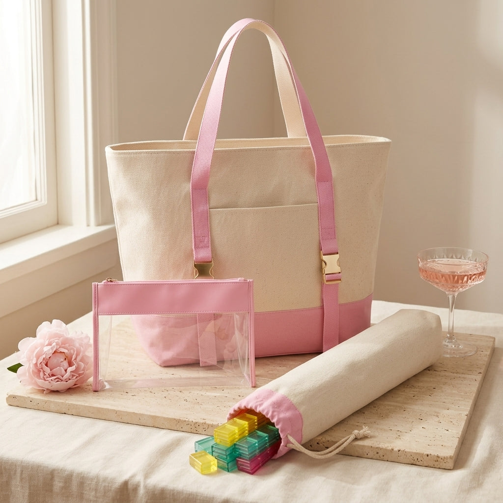 Mahjong Day-Bag Set, Canvas Carryall
