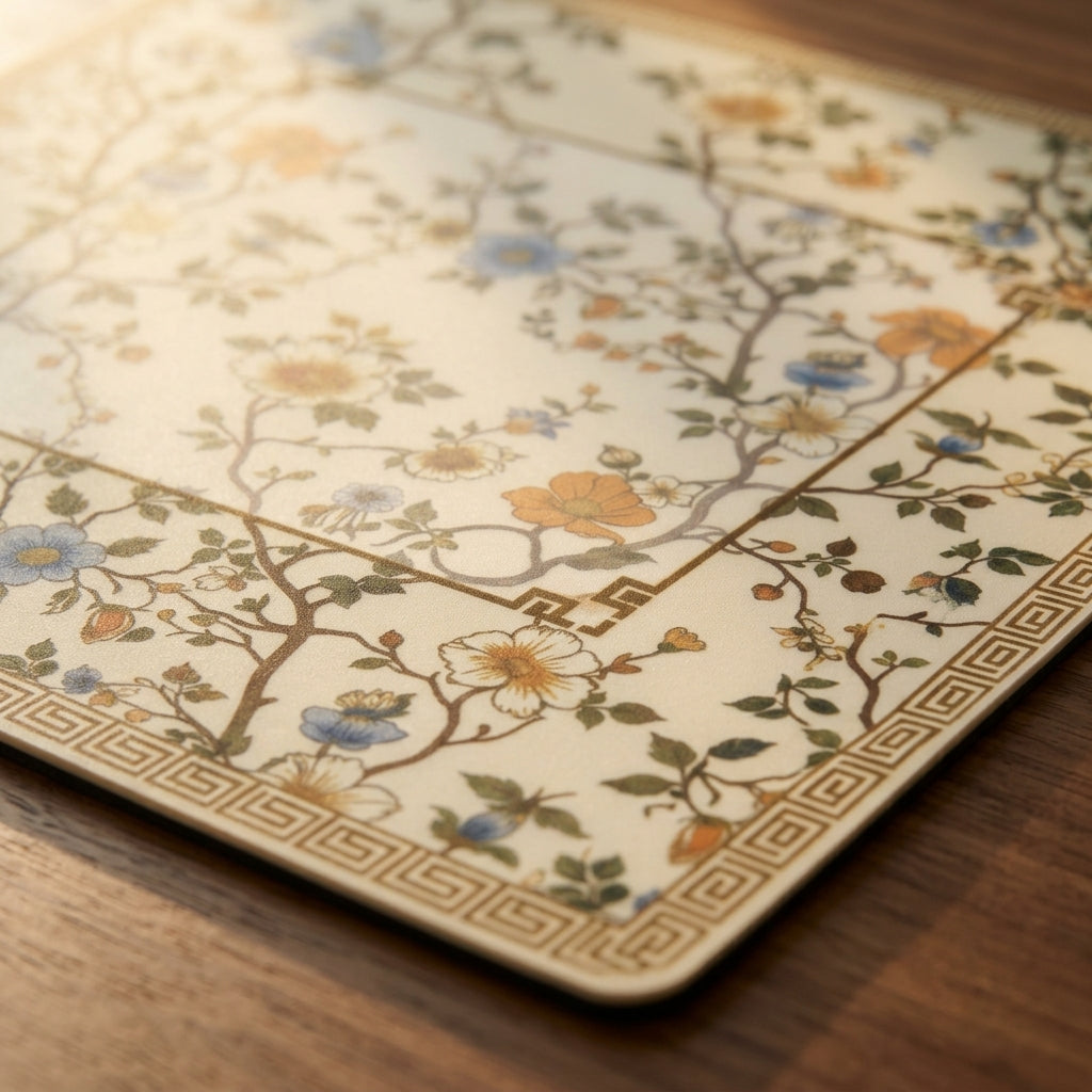 Chinoiserie Blossom Roll-Up Mahjong Mat