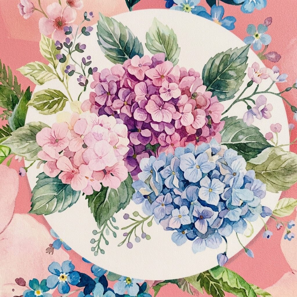 Hydrangea Bloom Roll-Up Mahjong Mat