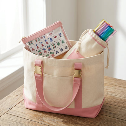 Mahjong Day-Bag Set, Canvas Carryall
