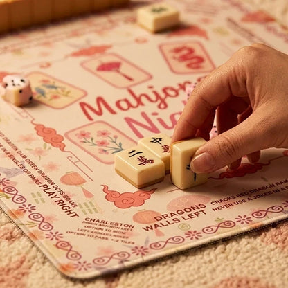 Pink Floral Non-Slip Mahjong Mat
