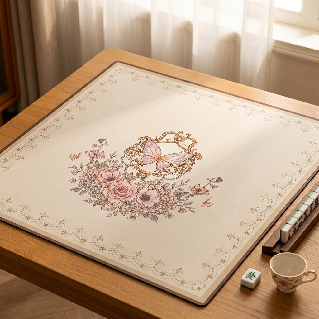 Vintage Butterfly Roll-Up Mahjong Mat