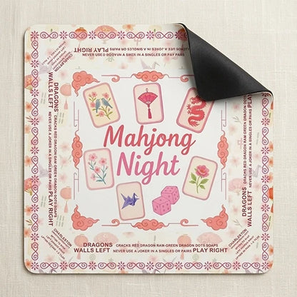 Pink Floral Non-Slip Mahjong Mat