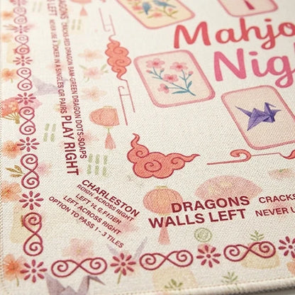 Pink Floral Non-Slip Mahjong Mat