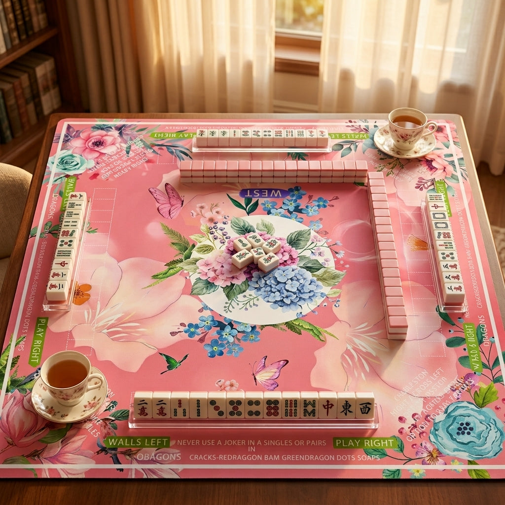 Hydrangea Bloom Roll-Up Mahjong Mat