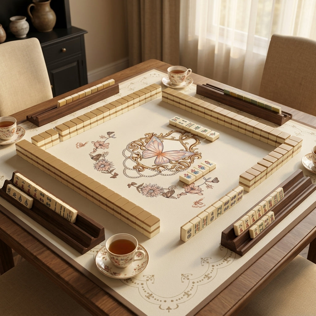 Vintage Butterfly Roll-Up Mahjong Mat