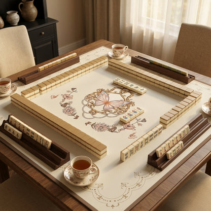 Vintage Butterfly Roll-Up Mahjong Mat