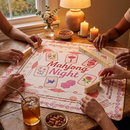 Pink Floral Non-Slip Mahjong Mat