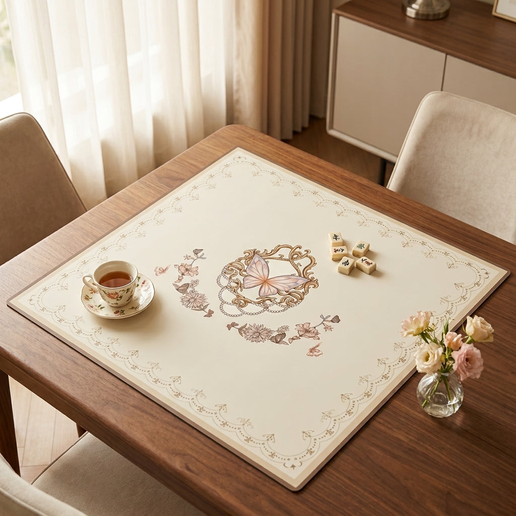 Vintage Butterfly Roll-Up Mahjong Mat