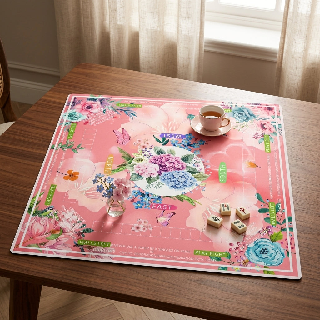 Hydrangea Bloom Roll-Up Mahjong Mat