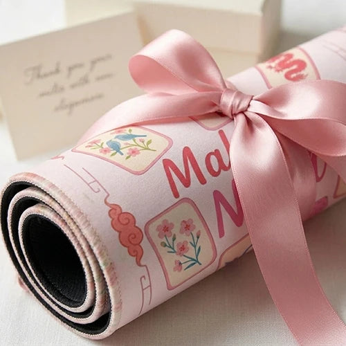 Pink Floral Non-Slip Mahjong Mat