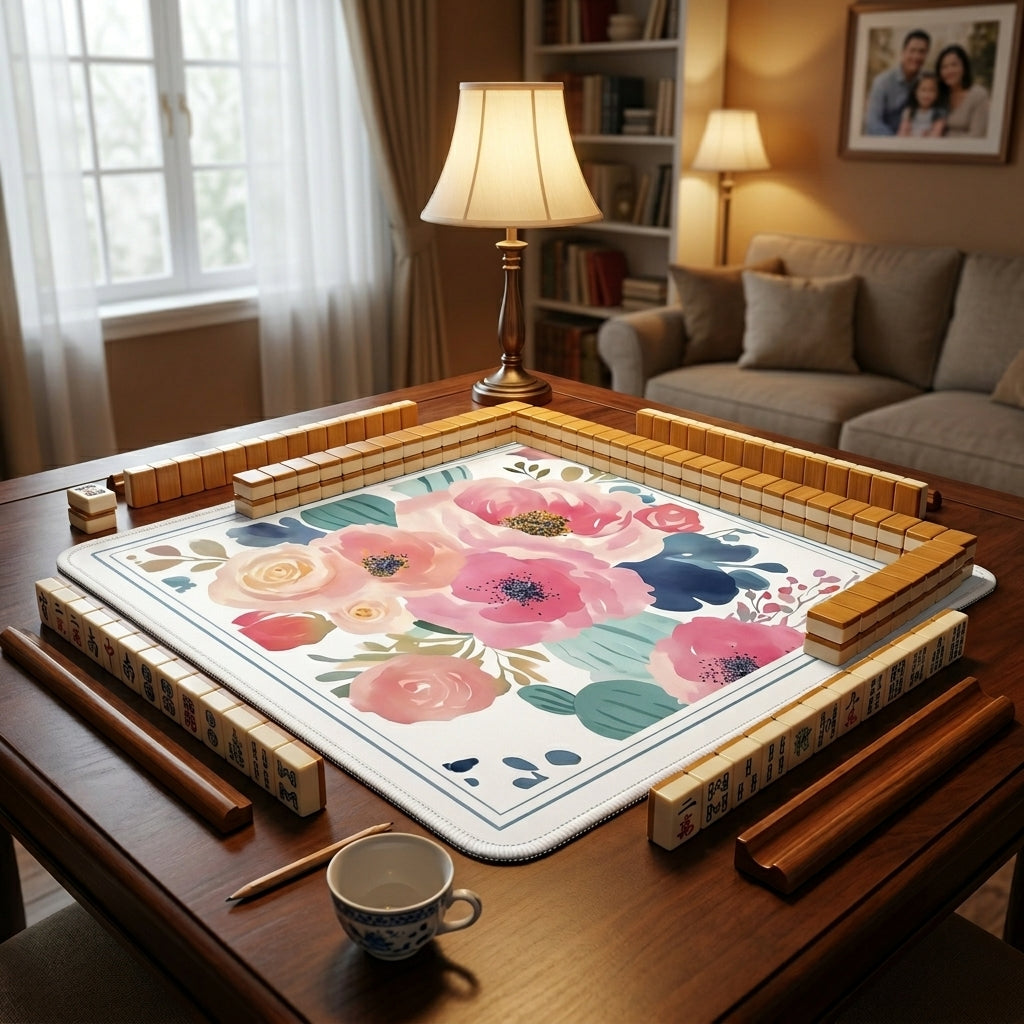 Elegant Garden Non-Slip Mahjong Mat