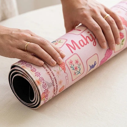 Pink Floral Non-Slip Mahjong Mat