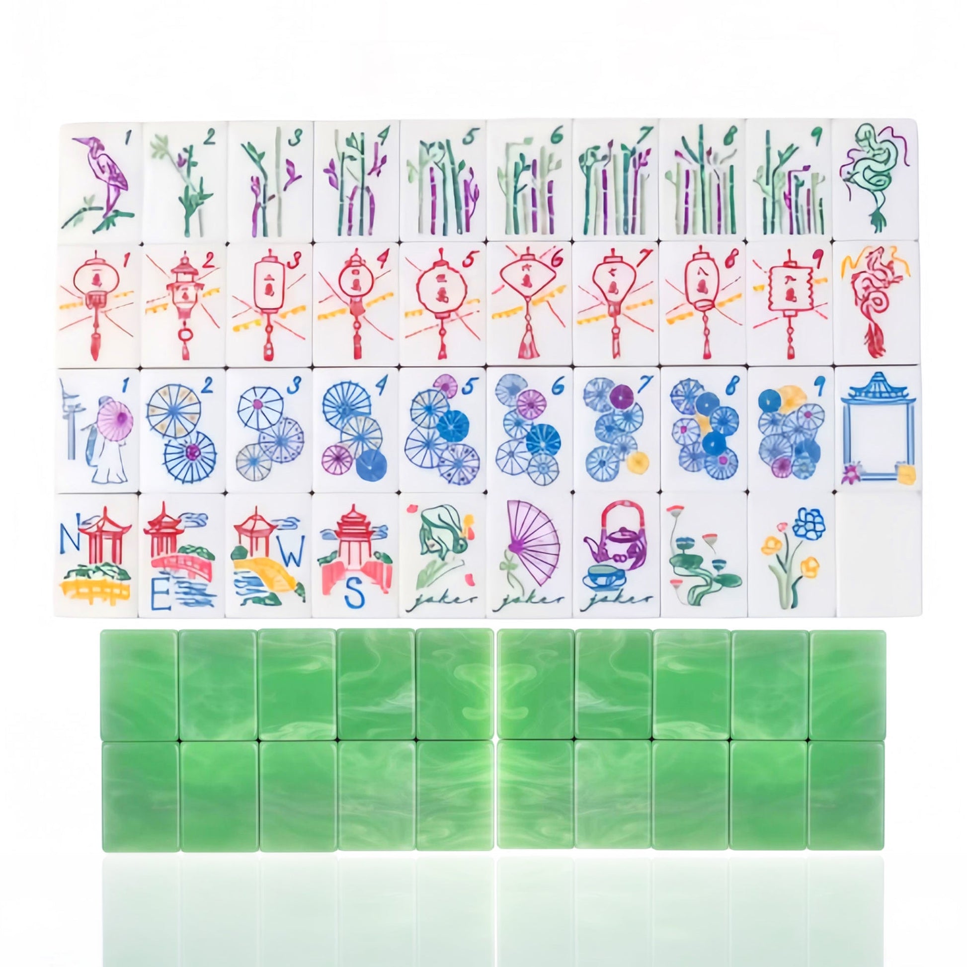 Jade Marble Mahjong Set, 160 Tiles