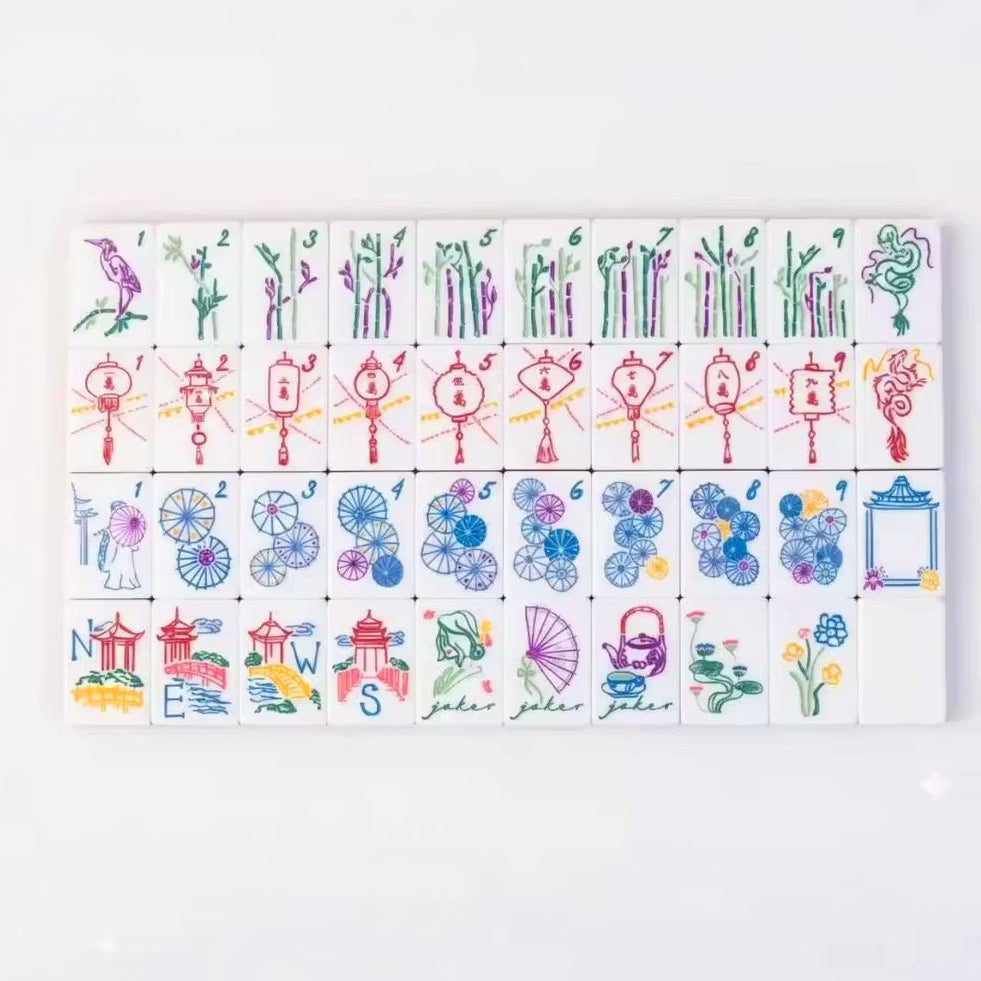 Jade Marble Mahjong Set, 160 Tiles