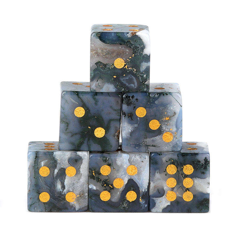 Natural Gemstone Mahjong Dice, Set of 6