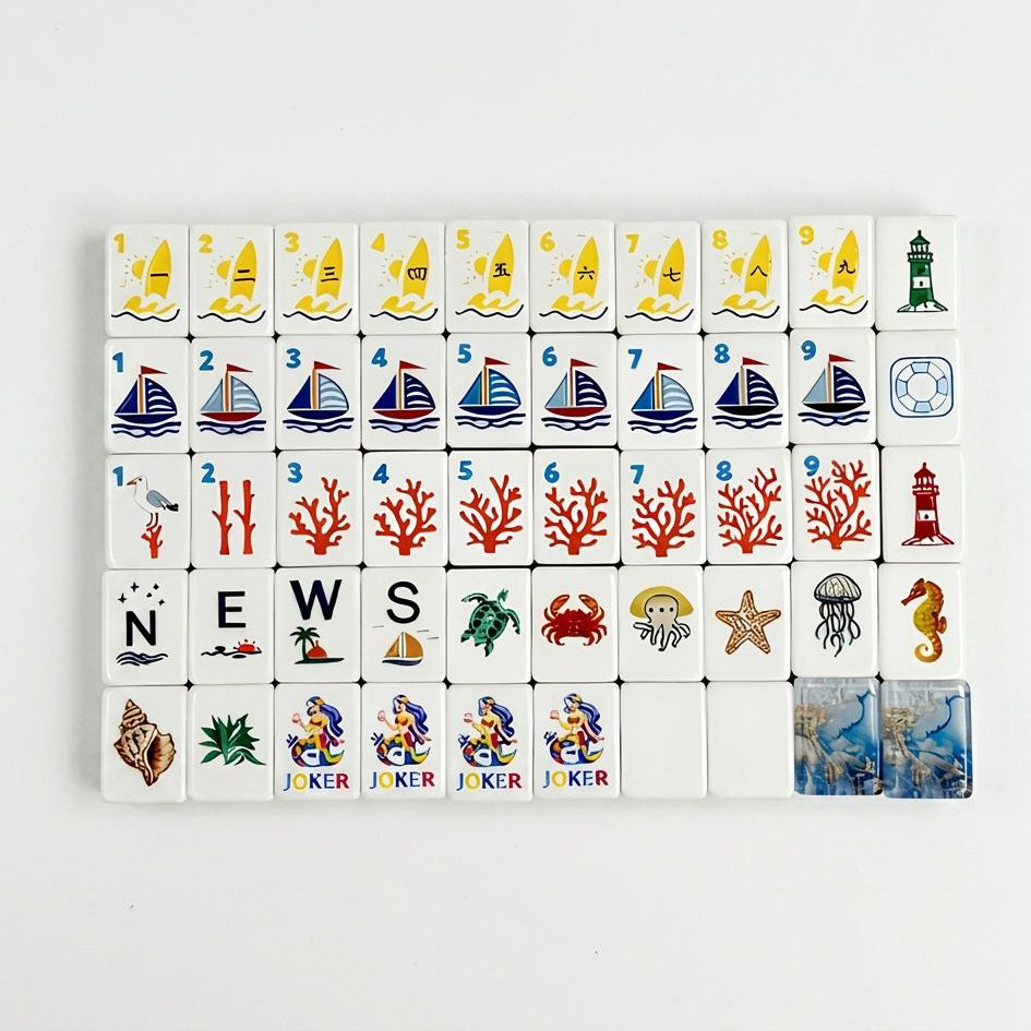 Ocean Blue Mermaid Mahjong, 160 Tiles