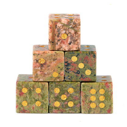 Natural Gemstone Mahjong Dice, Set of 6