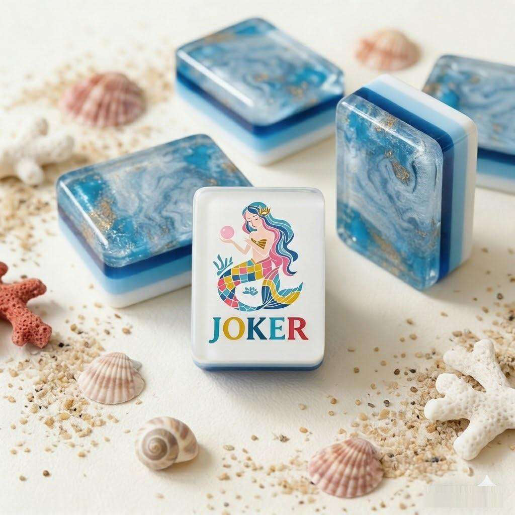 Ocean Blue Mermaid Mahjong, 160 Tiles