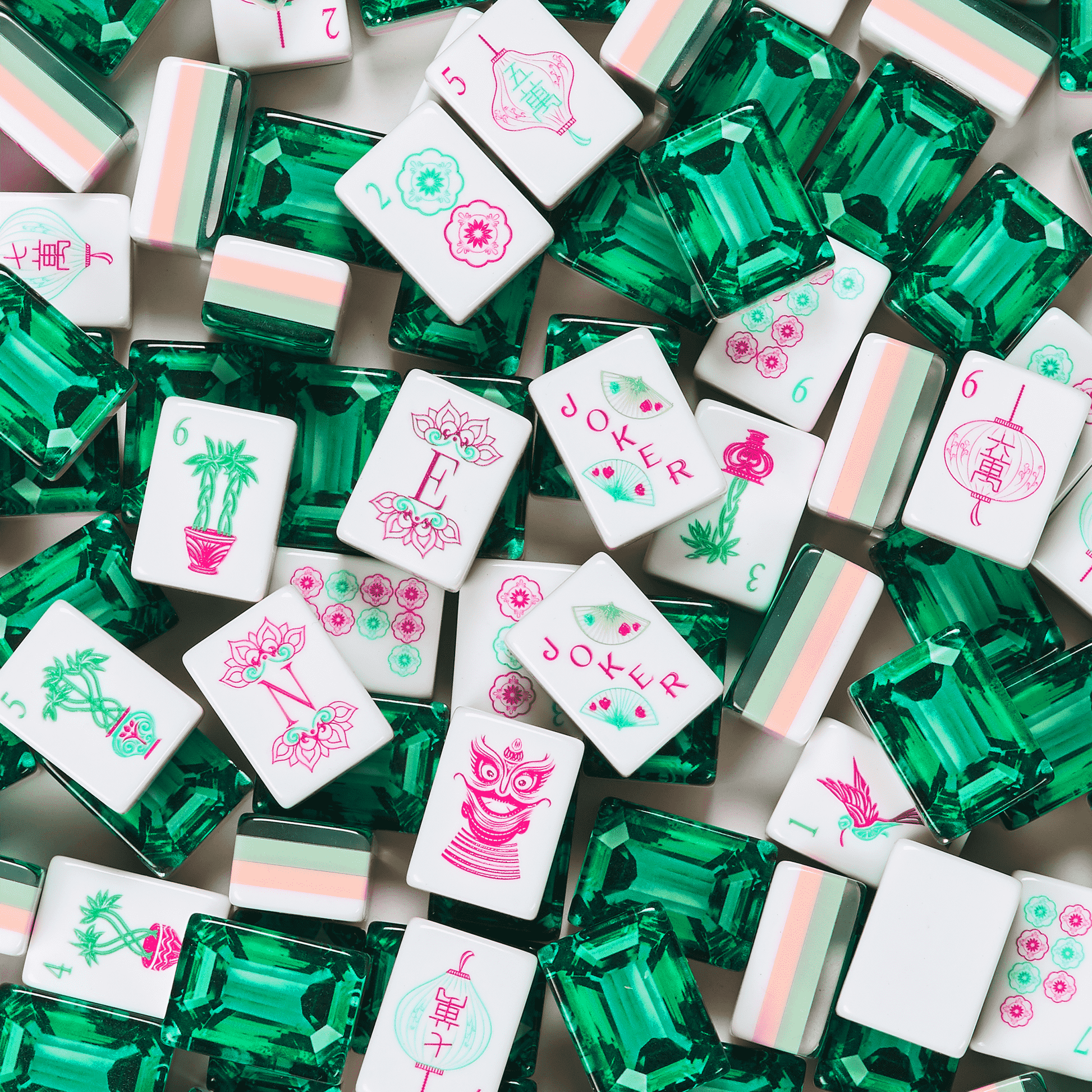 Emerald Green Mahjong Set, 160 Tiles