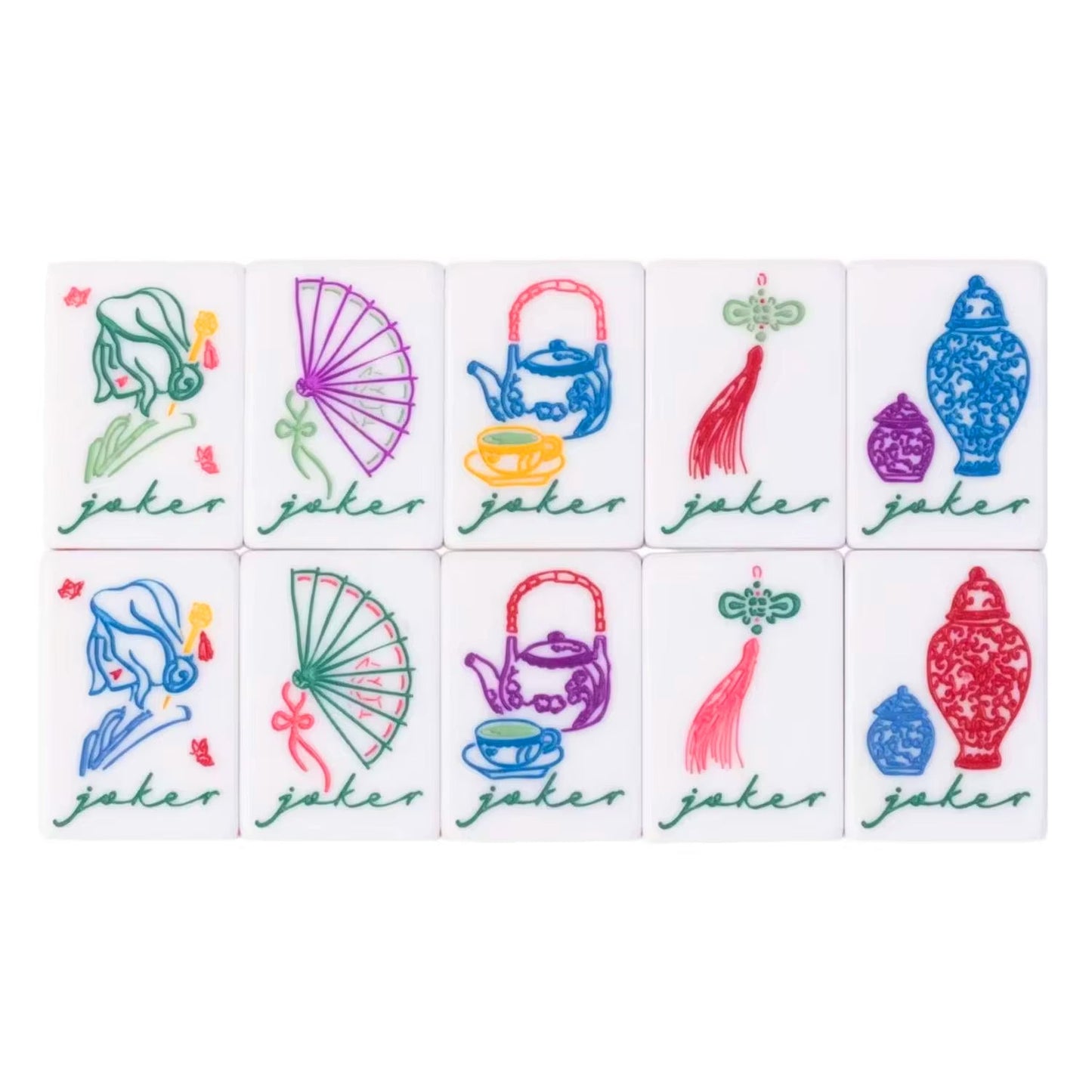 Jade Marble Mahjong Set, 160 Tiles