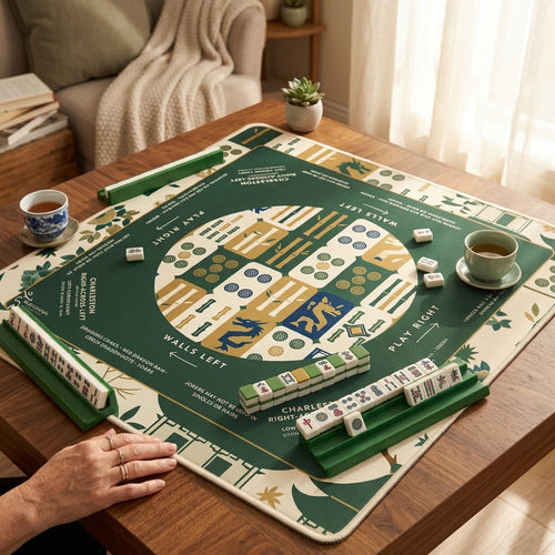 Emerald Botanical Non-Slip Mahjong Mat