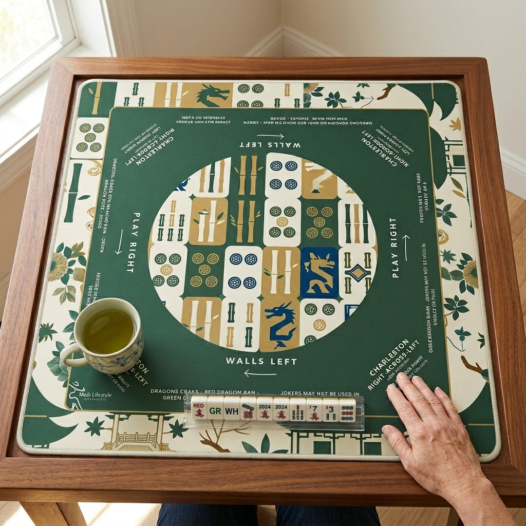Emerald Botanical Non-Slip Mahjong Mat