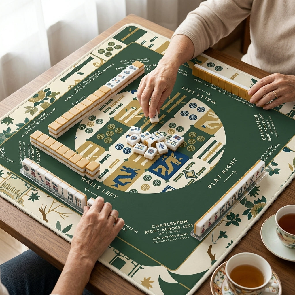 Emerald Botanical Non-Slip Mahjong Mat