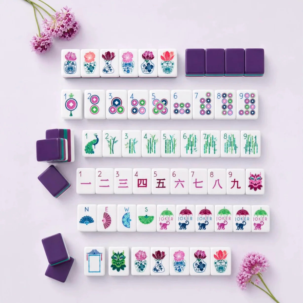 Grape Floral Mahjong Set, 160 Tiles