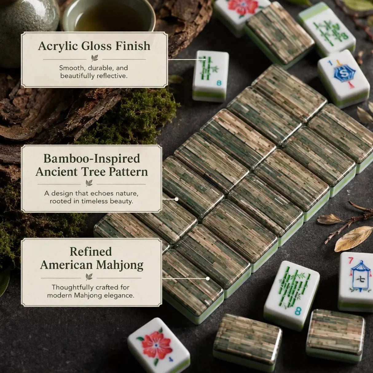 Ancient Tree Mahjong Set, 160 Tiles