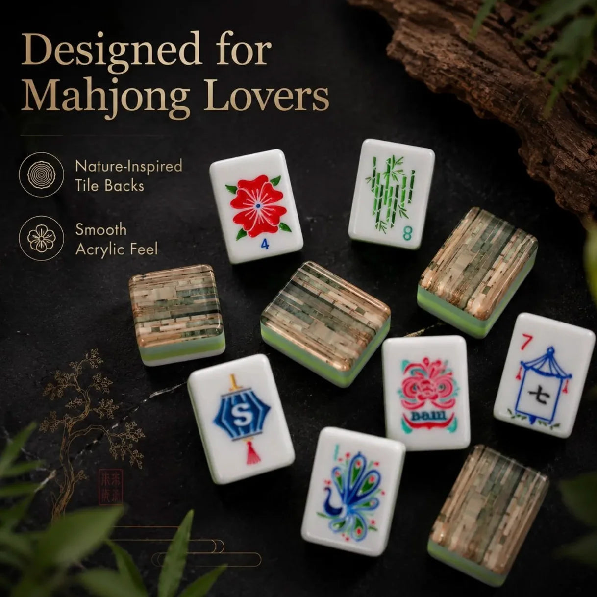 Ancient Tree Mahjong Set, 160 Tiles