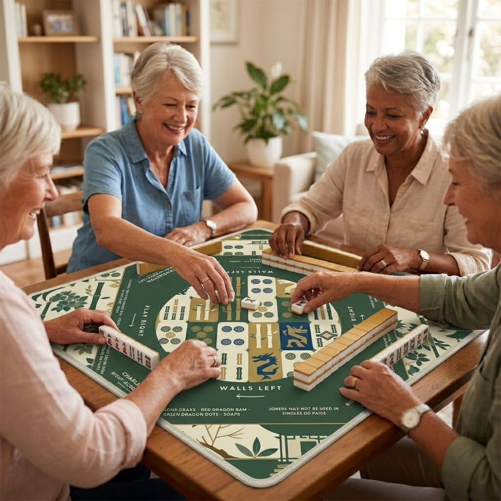 Emerald Botanical Non-Slip Mahjong Mat