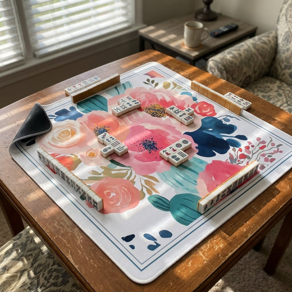 Elegant Garden Non-Slip Mahjong Mat