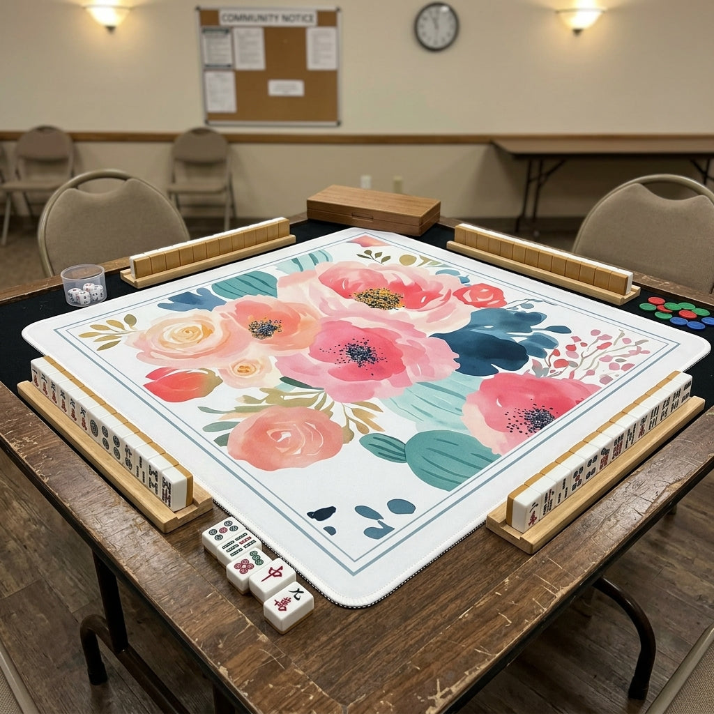 Elegant Garden Non-Slip Mahjong Mat