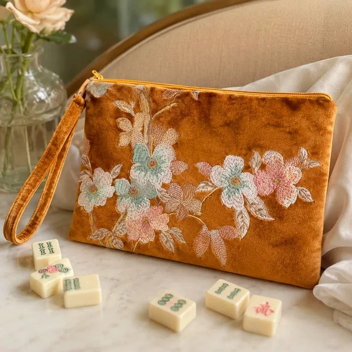 Soft Floral Mahjong Clutch Bag