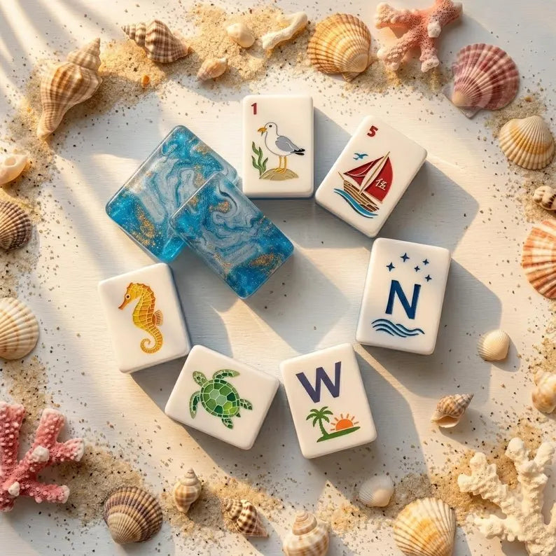 Ocean Blue Mermaid Mahjong, 160 Tiles