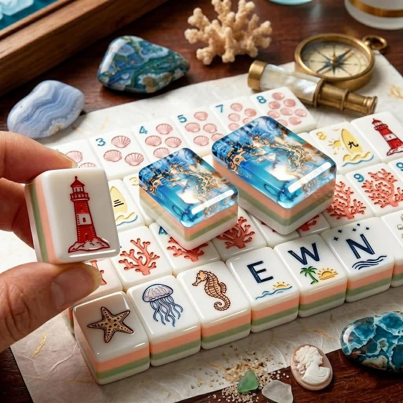 Ocean Blue Mermaid Mahjong, 160 Tiles