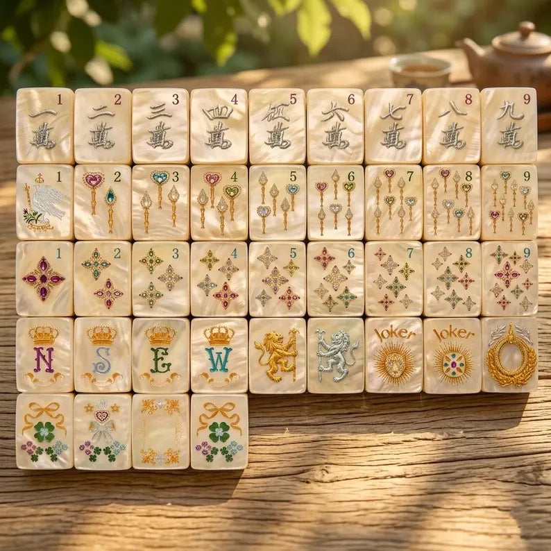 Mother-of-Pearl & Gold Mahjong, 160 Tiles